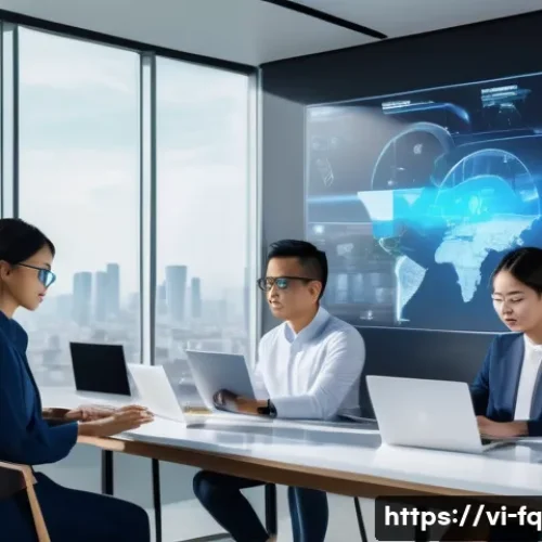 Home 31 자동화 대응 직업 전환의 전략적 접근 - A modern Vietnamese office scene featuring diverse young professionals wearing business casual attir...